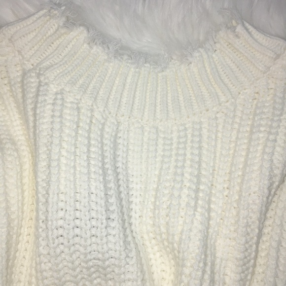 Ivory White Oversized Distressed Sweater - Picture 6 of 6